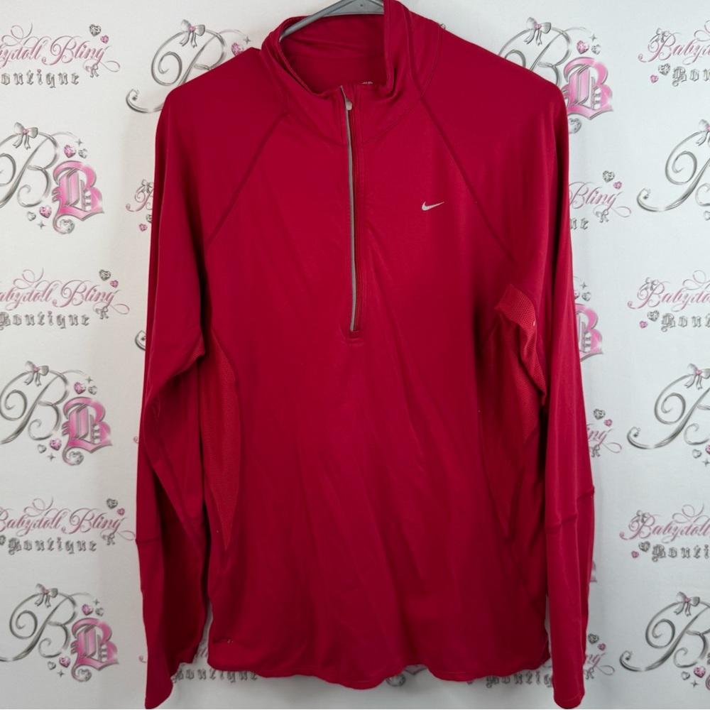 Nike fit dri sweater pullover red stretchy zip up Crimson Half-Zip Pullover